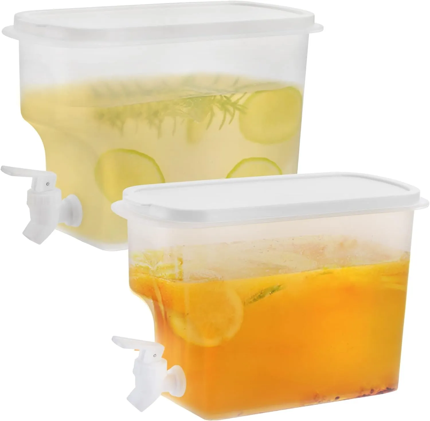 Jucoan 2 Pack 1 Gallon Fridge Beverage Dispenser with Leak-proof Spigot, Plastic Cold Drink Jug for Party Drink, Juice, Iced Tea, Lemonade, Cold Brew