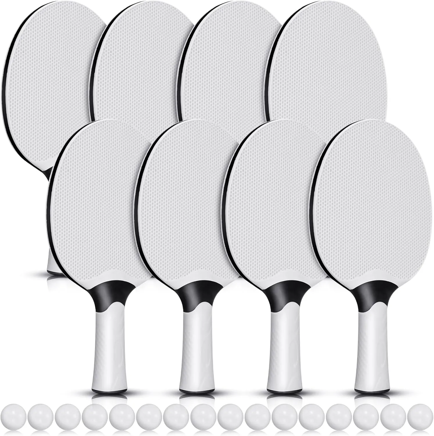 Junkin 8 Pieces Table Tennis Paddles Kit Professional Rackets Set Portable Composite Rubber Table Tennis Racquets with 8 Balls for Indoor and Outdoor, Gray