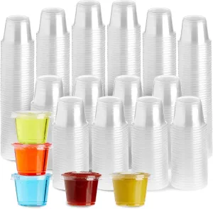 Juvale Disposable 1 Oz Portion Cups with Lids for Parties and Events In Bulk, Small Containers for Sample Tasting, Party Shots, Condiments, Sauces, Communion - Clear - 500-Pack