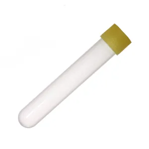 Kartell 299334-000Y LDPE Round 15mL Leakproof Test Tube with Screwcap, Yellow Cap (Pack of 100)