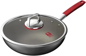 KBH KGT-C32A Titanium Nonstick Wok, Frying pan with Lid, Suitable for All Cooktops, 32 CM(12.6 INCH)