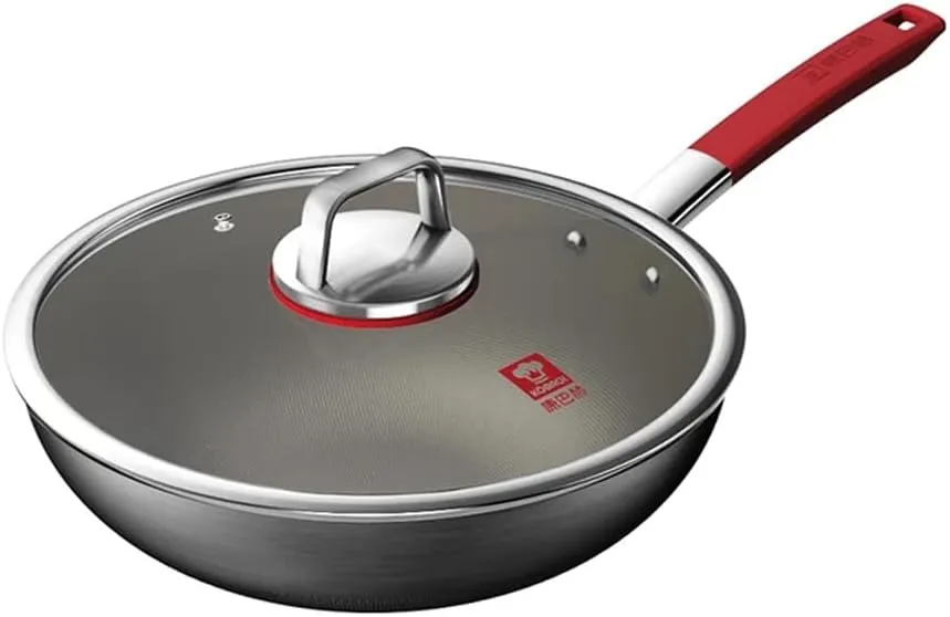 KBH KGT-C32A Titanium Nonstick Wok, Frying pan with Lid, Suitable for All Cooktops, 32 CM(12.6 INCH)