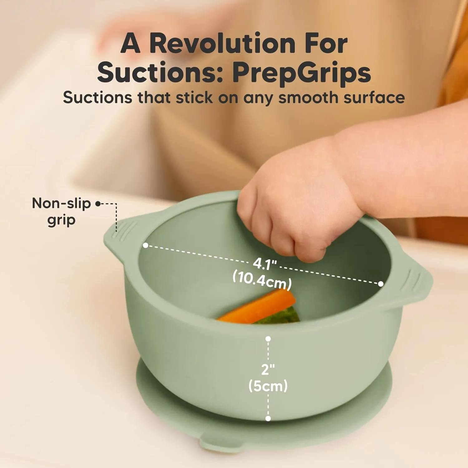 KeaBabies 2-Pack Baby Bowls with Suctions, Lids - Silicone Toddler Suction Bowls for Baby Boy, Girl, Kids, Food Grade Silicone, BPA-Free, Dishwasher Safe, Toddler Eating Essentials (Sage)