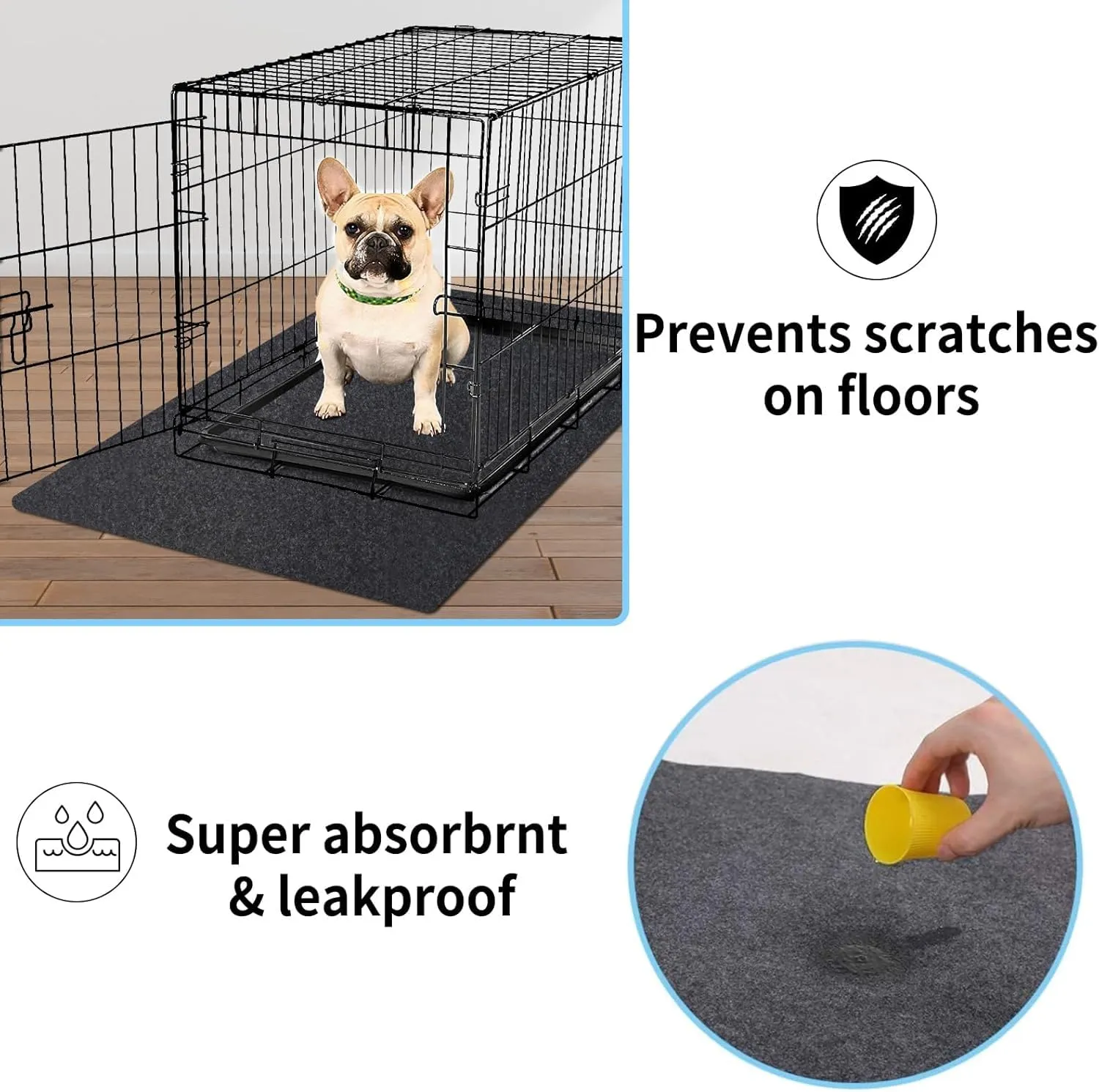 Kennel Pad Dog Crate Mat Liner, Absorbs Urine, Waterproof, Non-Slip, Washable Puppy Pee Pad for Kennel Training - Under Pet Cage to Protect Floors, Thin Cut to Fit Design (48" x 29" - 1 Pack )