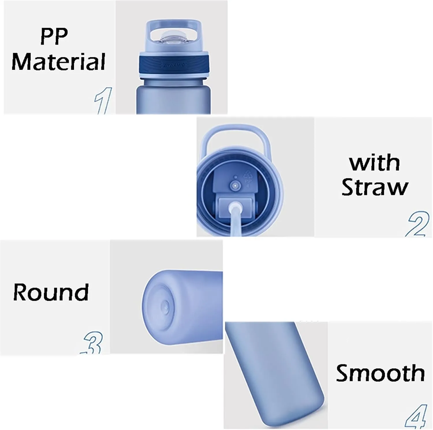 kettles Matte texture Plastic Water Bottle with Straw,Portable Sports Bottles BPA Free,Leakproof Cup Durable,for Fitness,Students Gift canteen(A,Medium)