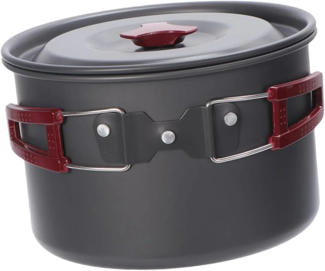 KICHOUSE 1pcs Outdoor Single Cooking Pot Lightweight Aluminium Alloy Camping Cookware for Picnics Hiking and Outdoor Activities Portable and Safe Design with Handle Cover