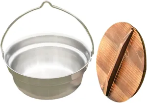 KICHOUSE 1set Stainless Steel Camping Pot Ergonomic Handle Lightweight Hanging Cookware for Outdoor Cooking for Soups and Noodles and Easy to Clean for Camping and Home Use