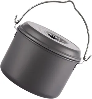 KICHOUSE 4 Person Camping Pot Portable Cookware Set Large Capacity Outdoor Cooking Pot Skillet Non-Stick for Camping Hiking