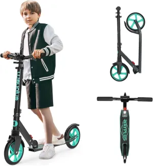 Kick Scooter for Ages 6 ,Kid, Teens & Adults. Max Load 240 LBS. Foldable, Lightweight, 8IN Big Wheels for Kids, Teen and Adults, 4 Adjustable Levels. Bearing ABEC9