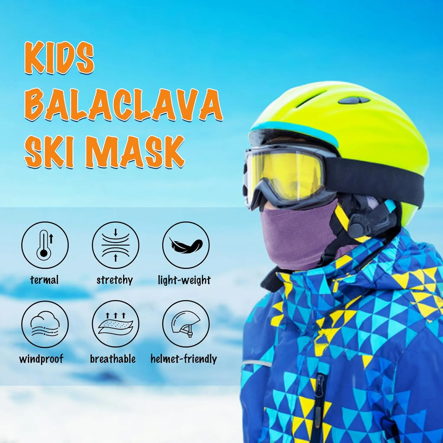 Kids Fleece Balaclava Ski Mask for Boys Girls, Thermal Lightweight Windproof Face Mask for Winter Activities