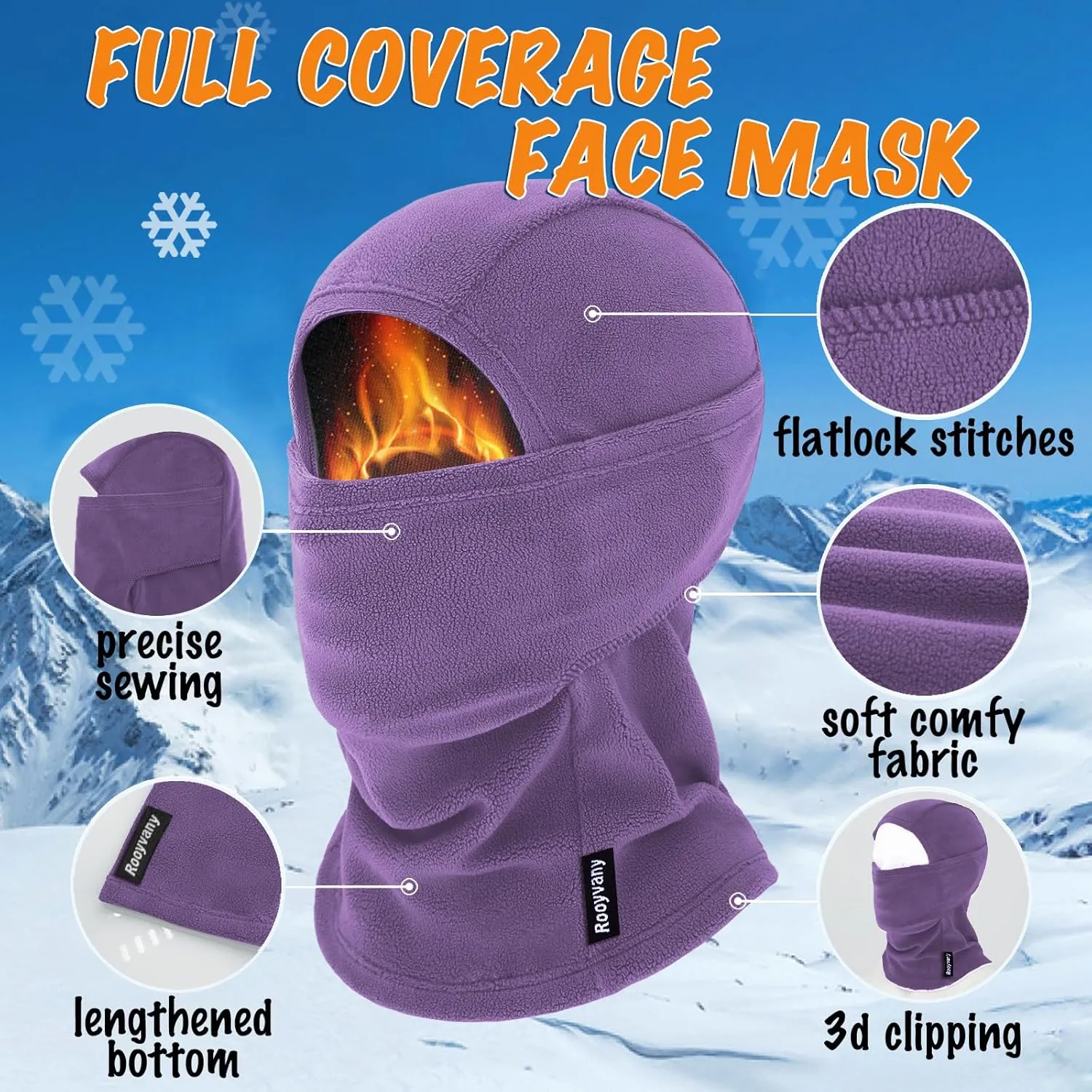 Kids Fleece Balaclava Ski Mask for Boys Girls, Thermal Lightweight Windproof Face Mask for Winter Activities
