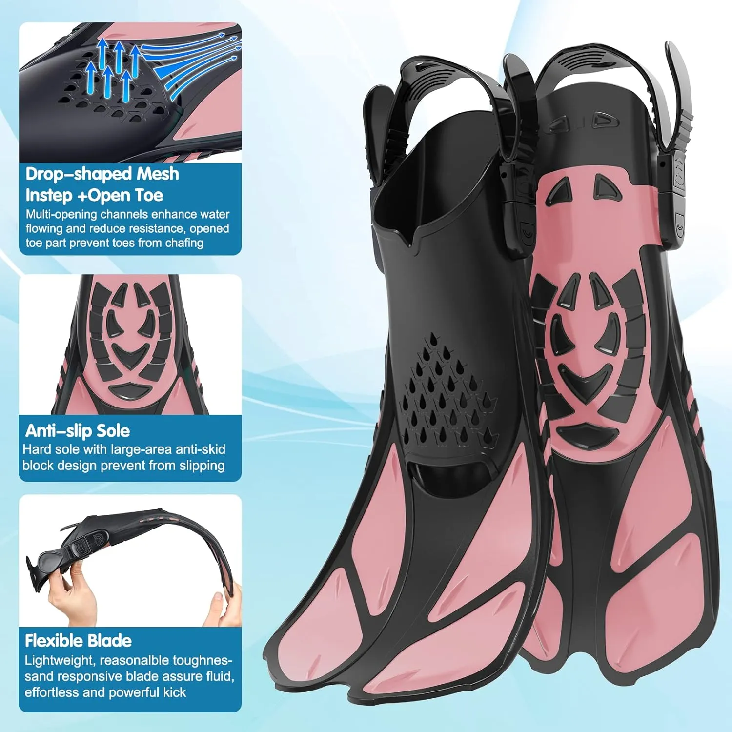 Kids Snorkel Set, Mask Fins Snorkeling Gear for Kids Anti-Fog Swim Goggles 180 Panoramic View Dry Top Snorkel and Dive Flippers Combo with Travel Bag for Snorkeling Training Swimming Diving