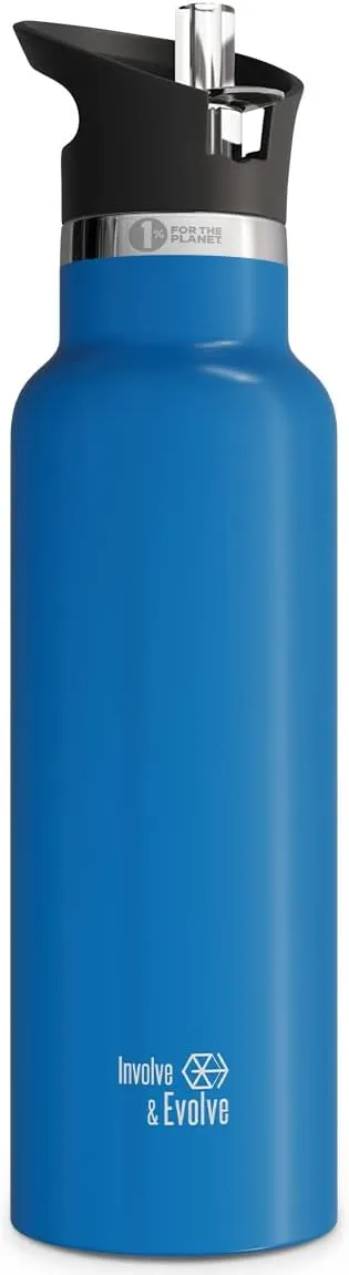 Kids Water Bottle Easy-Sip Straw Lid Leak-Proof Insulated Stainless Steel Thermos Perfect for School & Pickleball 3 Lids BPA-Free Keeps Drinks Cold for 24 Hours