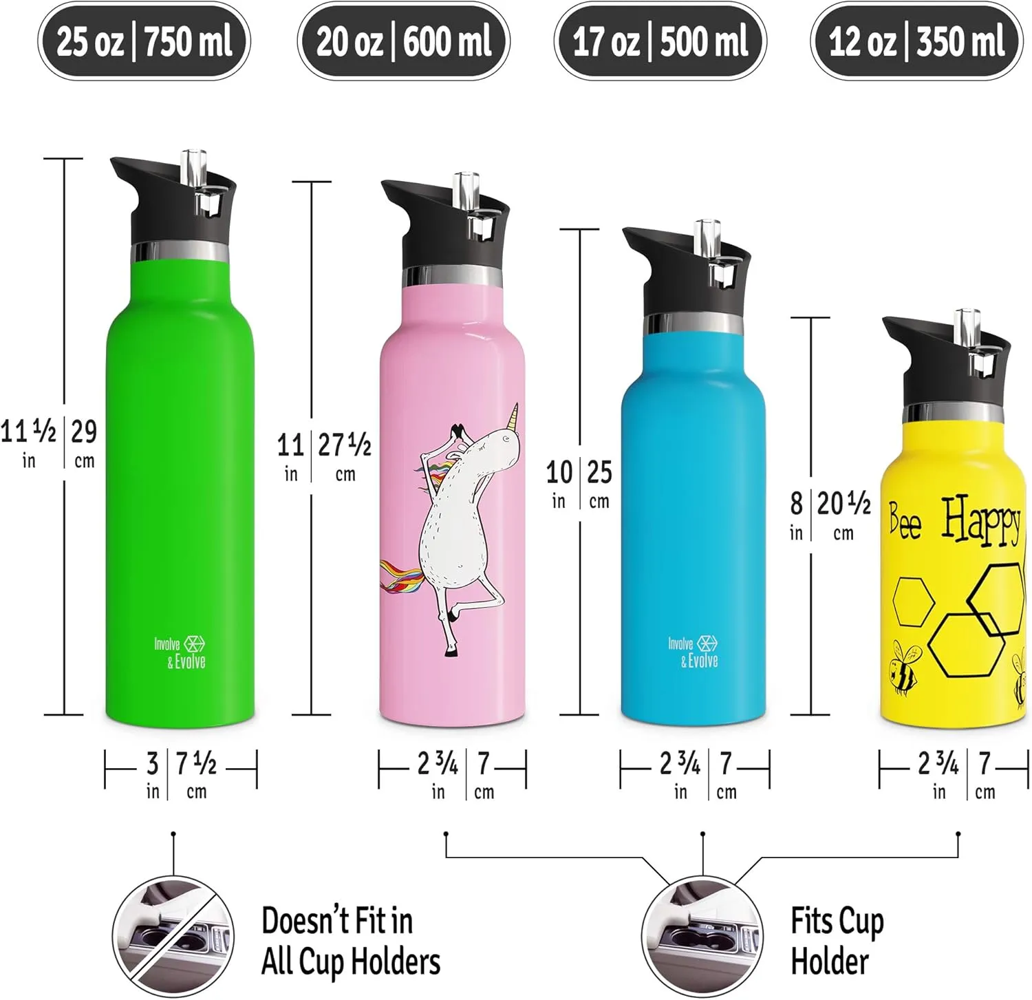 Kids Water Bottle Easy-Sip Straw Lid Leak-Proof Insulated Stainless Steel Thermos Perfect for School & Pickleball 3 Lids BPA-Free Keeps Drinks Cold for 24 Hours