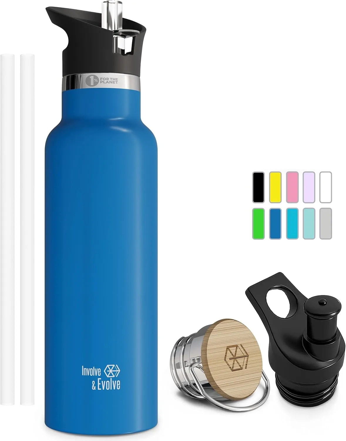 Kids Water Bottle Easy-Sip Straw Lid Leak-Proof Insulated Stainless Steel Thermos Perfect for School & Pickleball 3 Lids BPA-Free Keeps Drinks Cold for 24 Hours