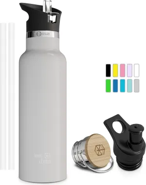 Kids Water Bottle Easy-Sip Straw Lid Leak-Proof Insulated Stainless Steel Thermos Perfect for School & Pickleball 3 Lids BPA-Free Keeps Drinks Cold for 24 Hours