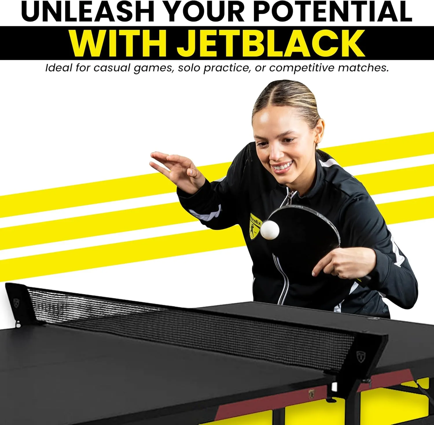 Killerspin MyT Max - Ping Pong Table, Foldable Table for Table Tennis, Portable Ping Pong Table Set with Built-in Paddle and Ball Storage, 25mm