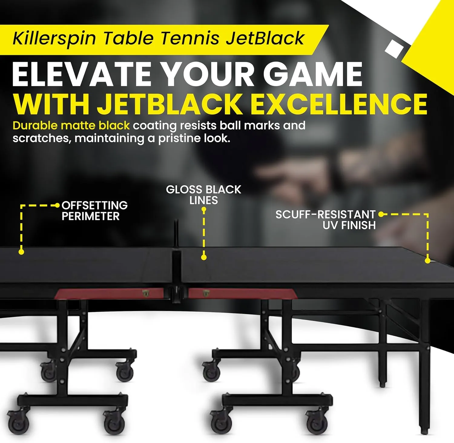 Killerspin MyT Max - Ping Pong Table, Foldable Table for Table Tennis, Portable Ping Pong Table Set with Built-in Paddle and Ball Storage, 25mm