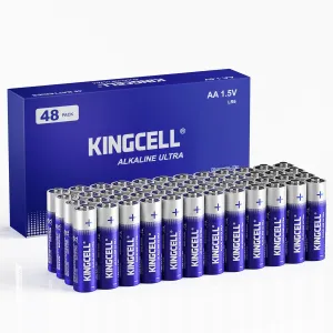 KINGCELL AA Batteries 48 Pack, High-Performance Alkaline AA Batteries 10-Year Shelf Life Double A Batteries with Long-Lasting Power for Household and Office Devices