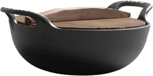 Kisangel Cast Iron Skillet Pan with Lid Cooking Pot Handle Outdoor Picnic Cookware Camping Cooker Pot