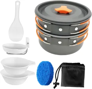 Kisangel Travel Cooking Lightweight Portable Cookware for Camping Hiking Picnics Food Grade Materials Non Sticky