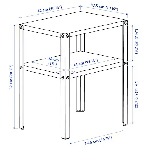 KNARREVIK Bedside table, black, 42x34 cm, 00569978