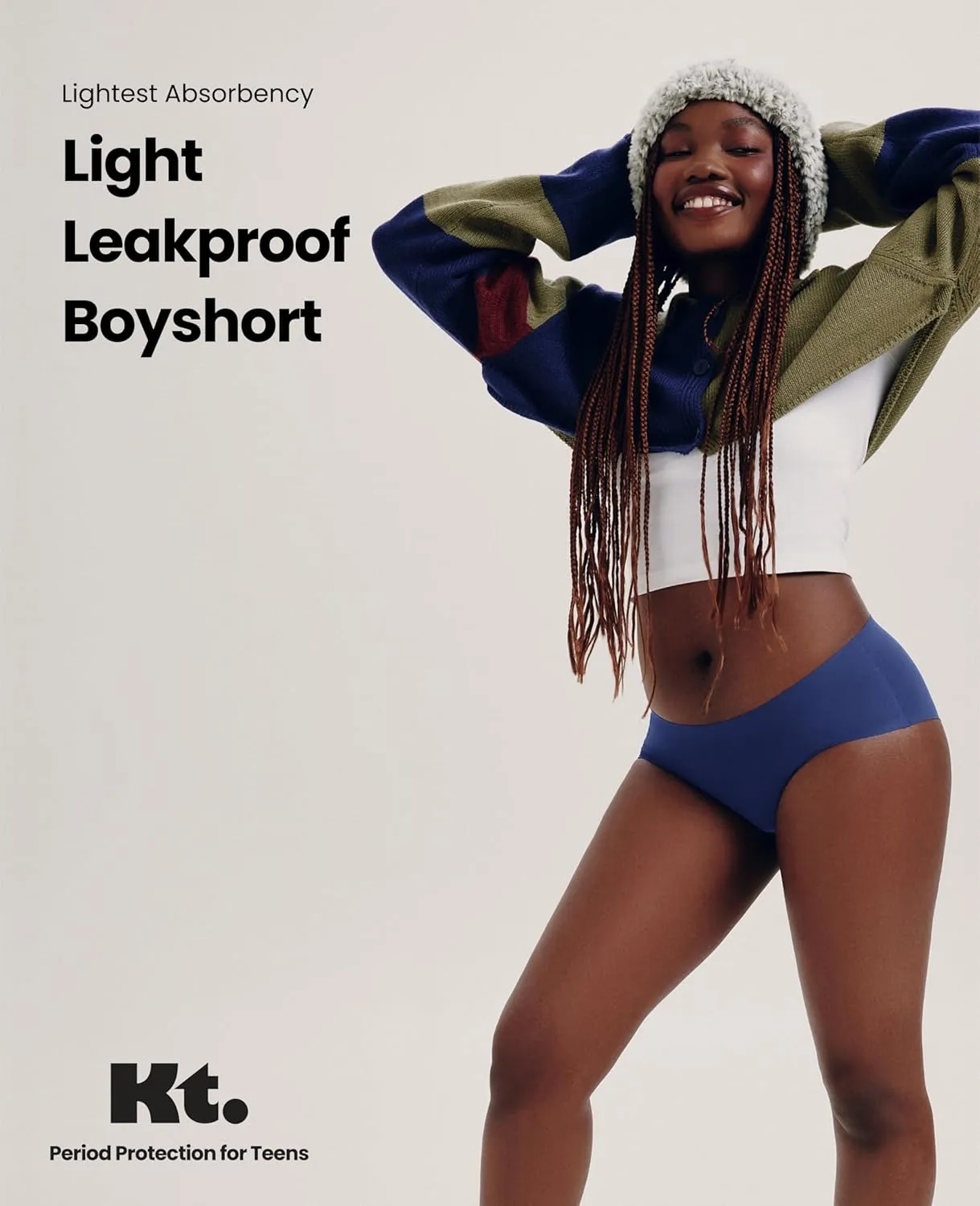 KNIX Kt Light Leakproof No-Show Underwear Boyshort - Period Underwear for Teens (1 Pack)