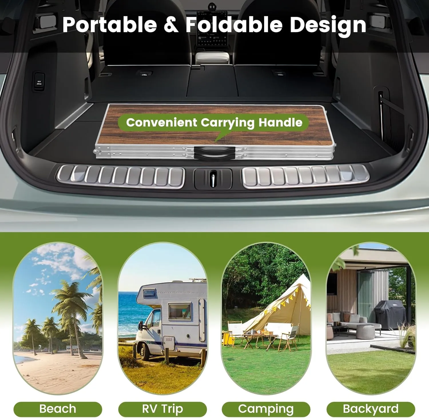 KOTEK Folding Camping Table with 2-Tier Storage Shelves, Removable Privacy Skirt & Carry Bag, Easy Setup, Portable Bar Table for Events, Party, Picnic, BBQ, Trade-Show and Indoor Use(81" L x 15" W)