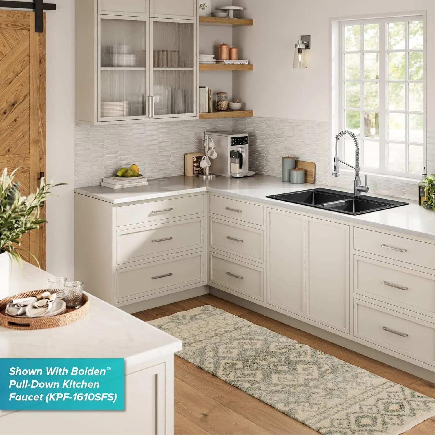 Kraus KGD-433B Quarza Dual Mount 50/50 Double Bowl Granite Black w/Drop In and Undermount Kitchen Sink Installation, 33