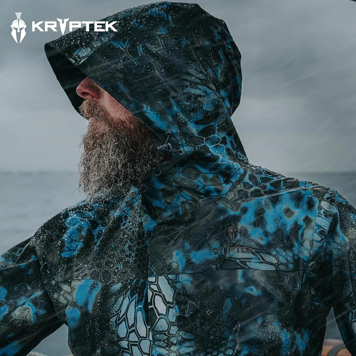 Kryptek Men’s Jupiter Waterproof, Breathable, Packable Camo Hunting Jacket