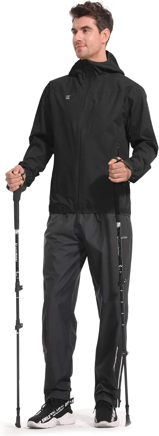 KUTOOK Men's Cycling Rain Jacket Packable Lightweight Hooded Raincoat Hiking Running Golf Gear Winderbreaker S-3XL