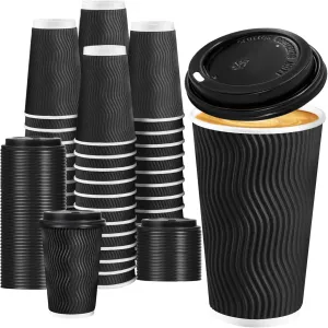 Lamosi 16 oz 60 Pack Coffee Cups with Lids, Disposable Paper Coffee Cups with Lids for Cold and Hot Drinks