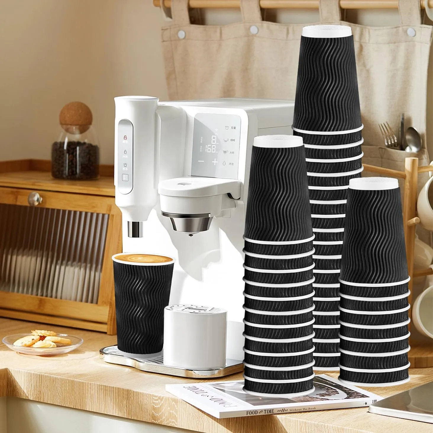 Lamosi 16 oz 60 Pack Coffee Cups with Lids, Disposable Paper Coffee Cups with Lids for Cold and Hot Drinks