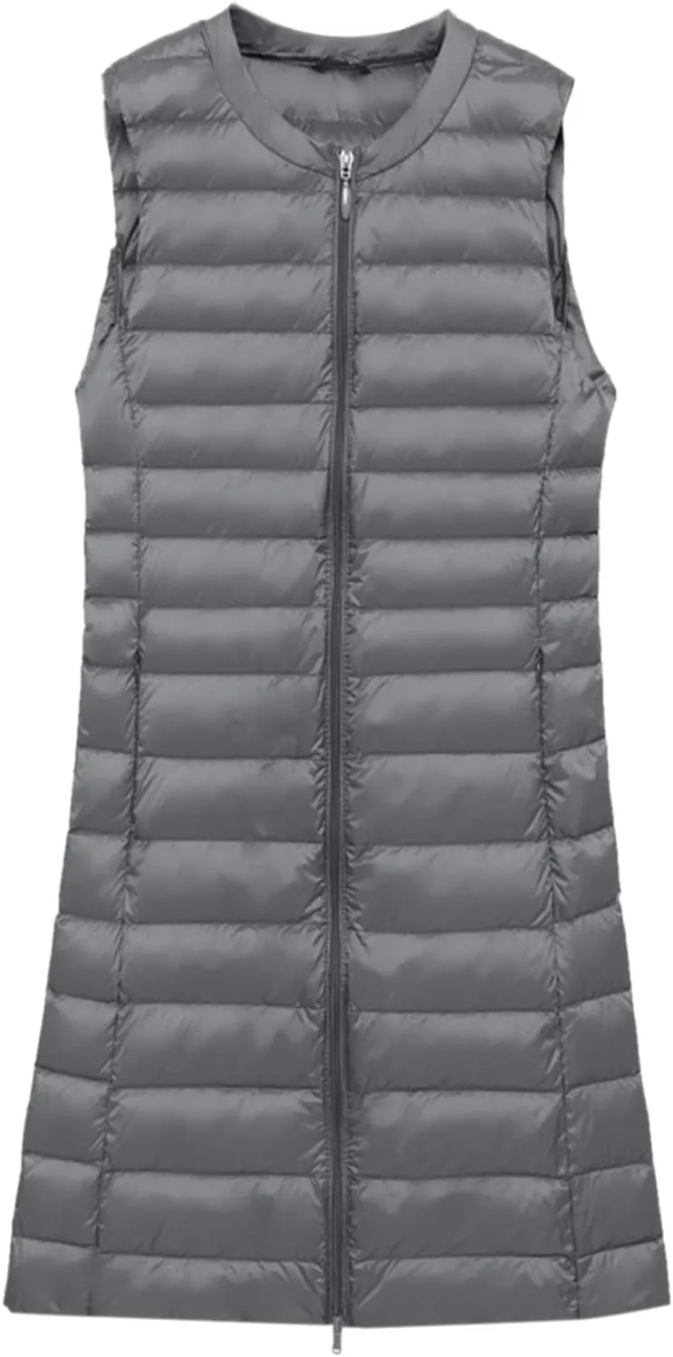 LCMTWX Black Puffer Vest Coat Vest With Hood Sleeveless Warm Down Coat With Pockets Quilted Vest Down Womens Long Puffer
