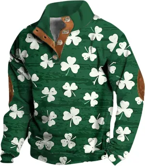 LCMTWX St Patricks Day Shirt for Men Corduroy Shirt Men 2024 Sweatshirt Holiday Sweatshirt Mock Neck Long Sleeve Sweaters