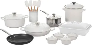 Le Creuset White 20 Piece Mixed Material Cookware Set