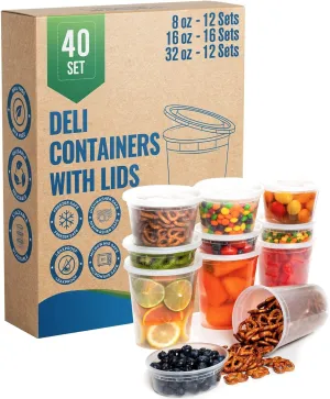 Leakproof Combo Pack Slime Small, Deli Plastic Food Containers with Lids [Reuseable, Kitchen Storage, Disposable, Lunch Meal Prep, Soup, Portion Control, Dishwasher, Microwaveable & Freezer Safe]