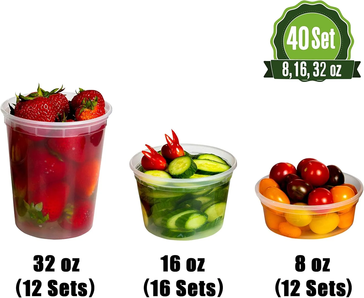 Leakproof Combo Pack Slime Small, Deli Plastic Food Containers with Lids [Reuseable, Kitchen Storage, Disposable, Lunch Meal Prep, Soup, Portion Control, Dishwasher, Microwaveable & Freezer Safe]
