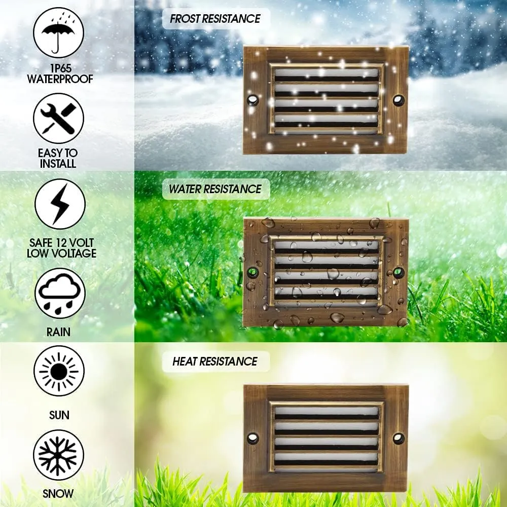 LED Step Light - Solid Brass Stairway Lighting, Outdoor Deck, Low Voltage Landscape With 2W Integrated LED Bulb - Antique Bronze, 4.5' Wide, Flush Mount