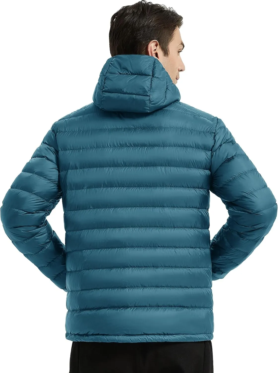 Lesmart Men Down Jacket Puffer Winter Jacket with Hooded Packable Lightweight Windproof Insulated Warm Coat