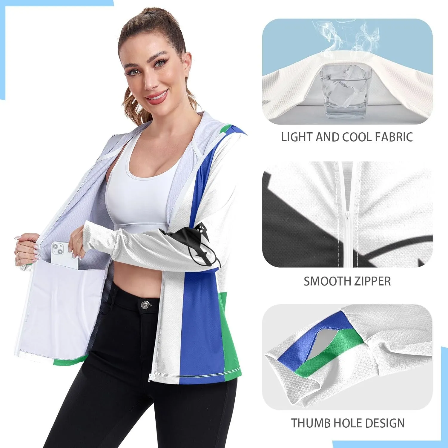 Lesotho Flag Protective Sun Clothing for Women, Upf 50  Cooling Long Sleeve Shirt Women, S-XXL