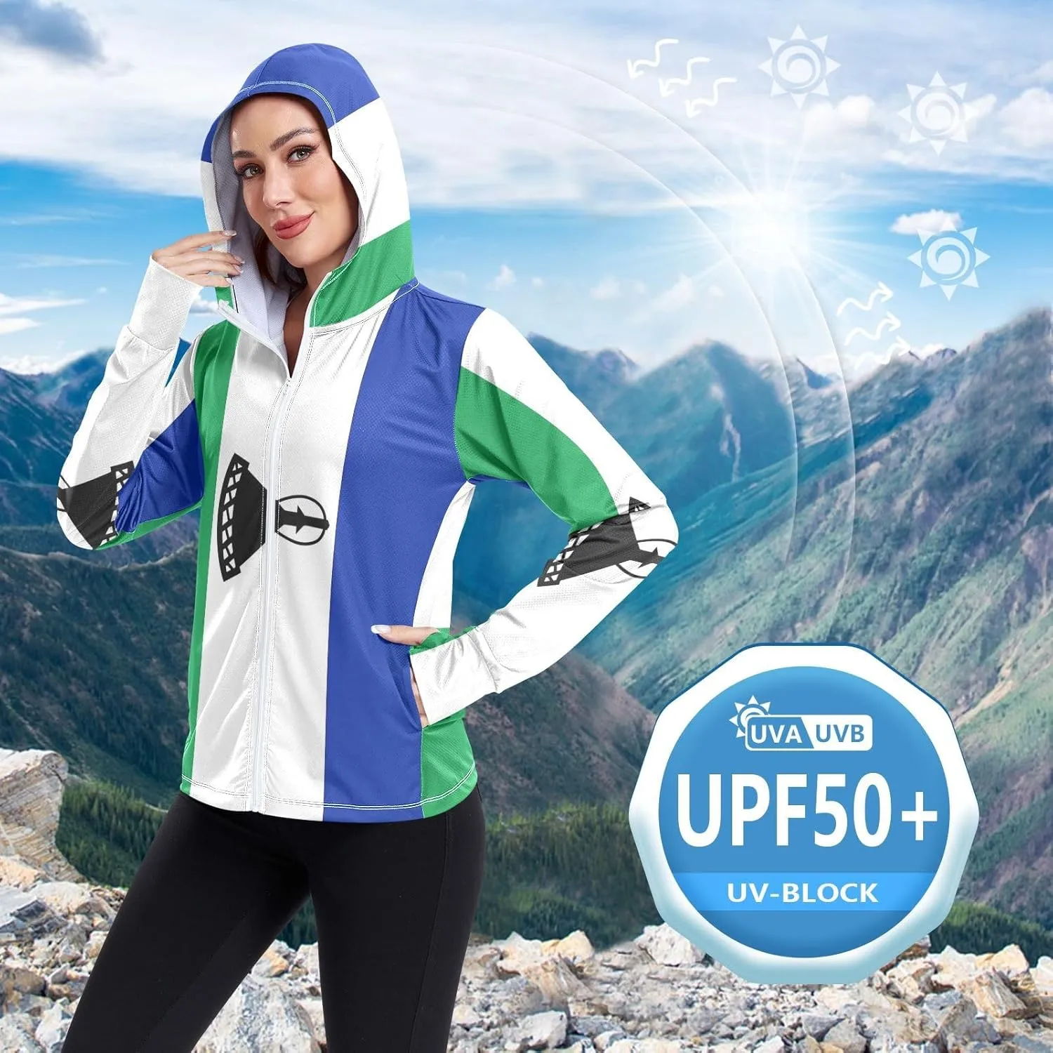 Lesotho Flag Protective Sun Clothing for Women, Upf 50  Cooling Long Sleeve Shirt Women, S-XXL