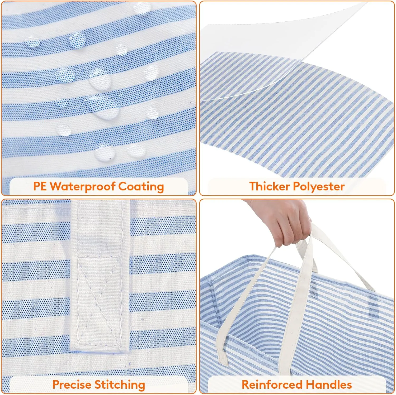 Lifewit 2 Pack Laundry Hamper Large Collapsible Laundry Basket, Freestanding Waterproof Cloth Hamper with Easy Carry Handles in Laundry Room Bedroom Bathroom Dorm for Adult, Grey&Blue, 2 x 100L