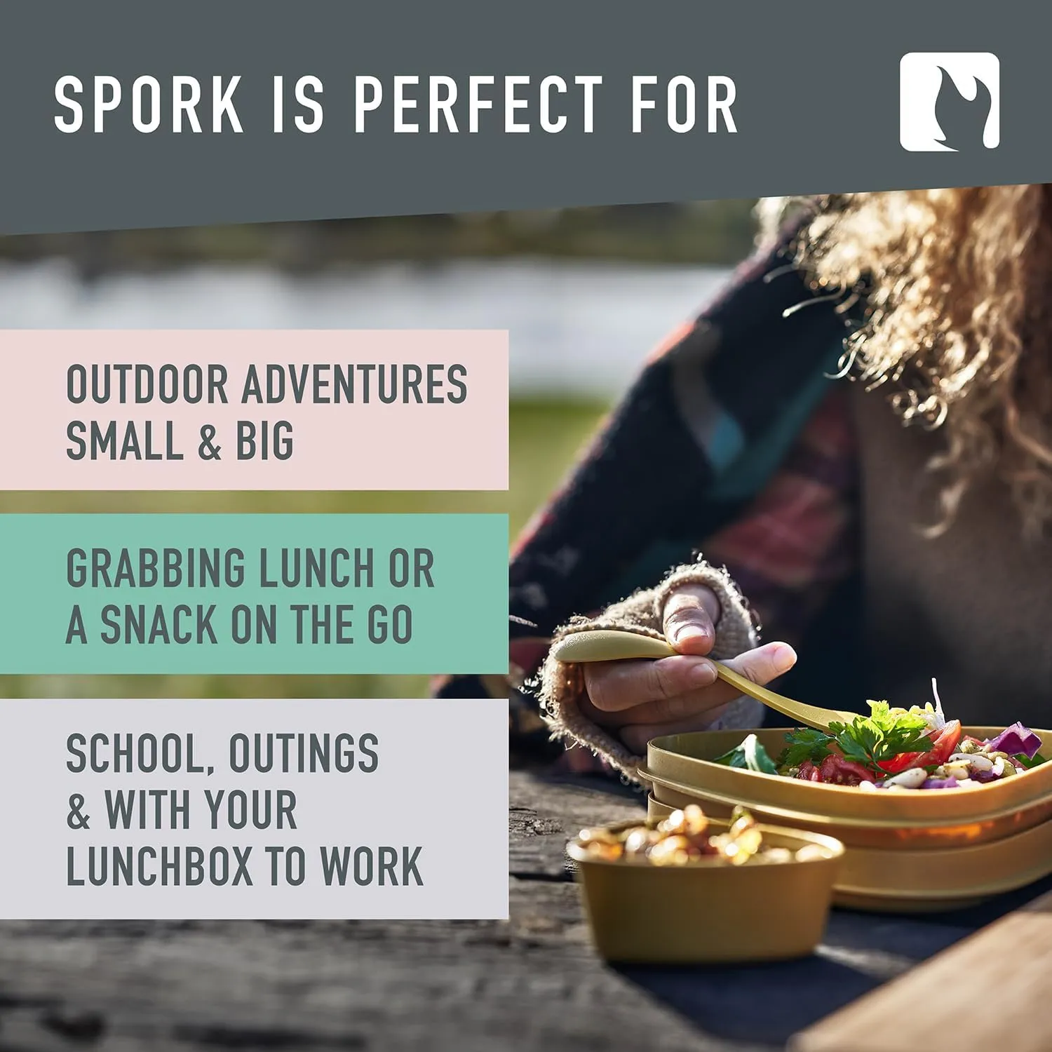Light My Fire Spork Original 10-Pack 3-in-1 Camping Spoon Fork Knife Combo Reusable Travel & Camping Utensils Lunch Spork Outdoor Backpacking Hiking Picnic Utensil BPA Free