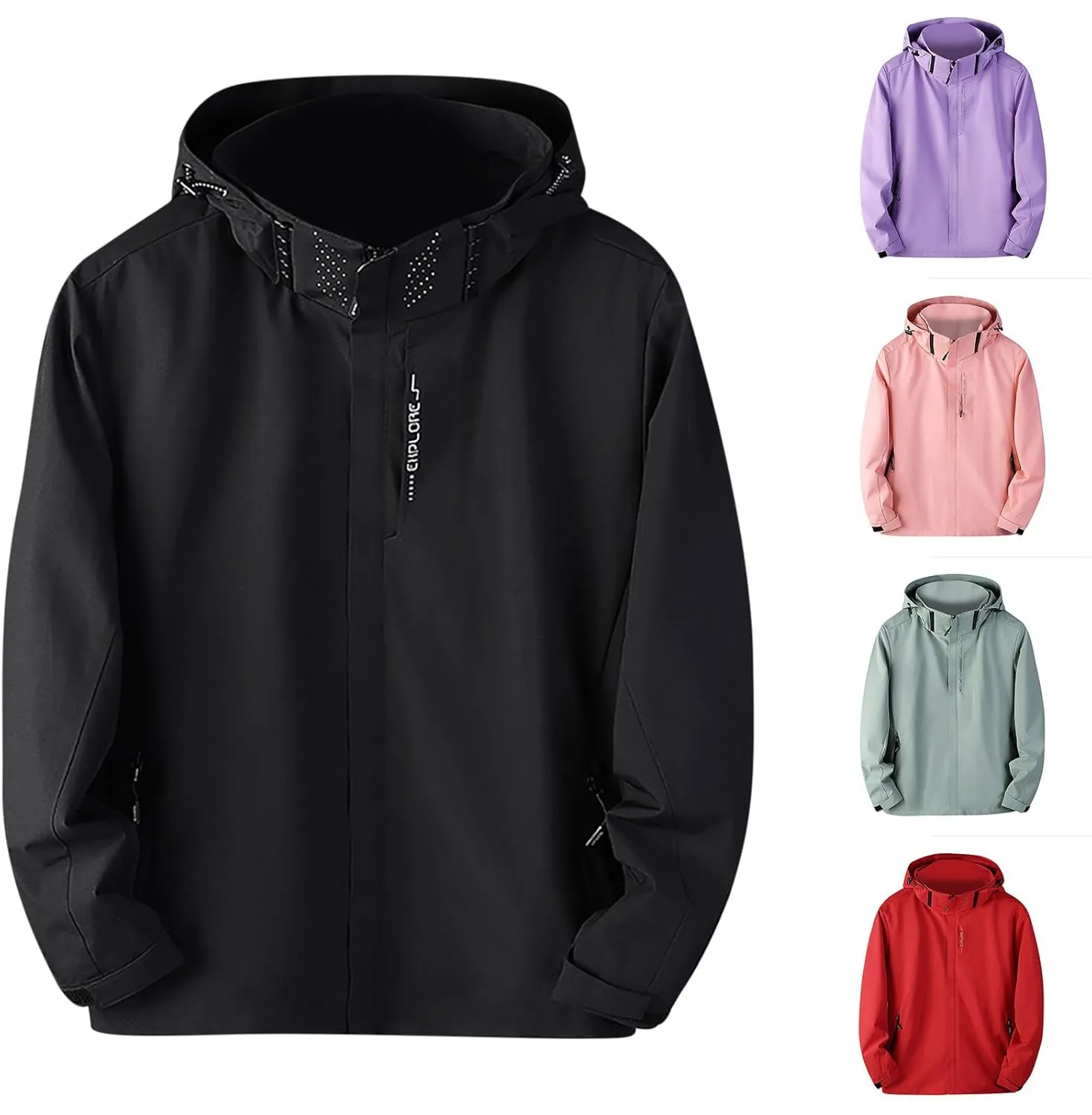 Light Weight Jackets Womens Plus Size Rain Coats Waterproof Packable Raincoats Outdoor Windbreaker with Pockets