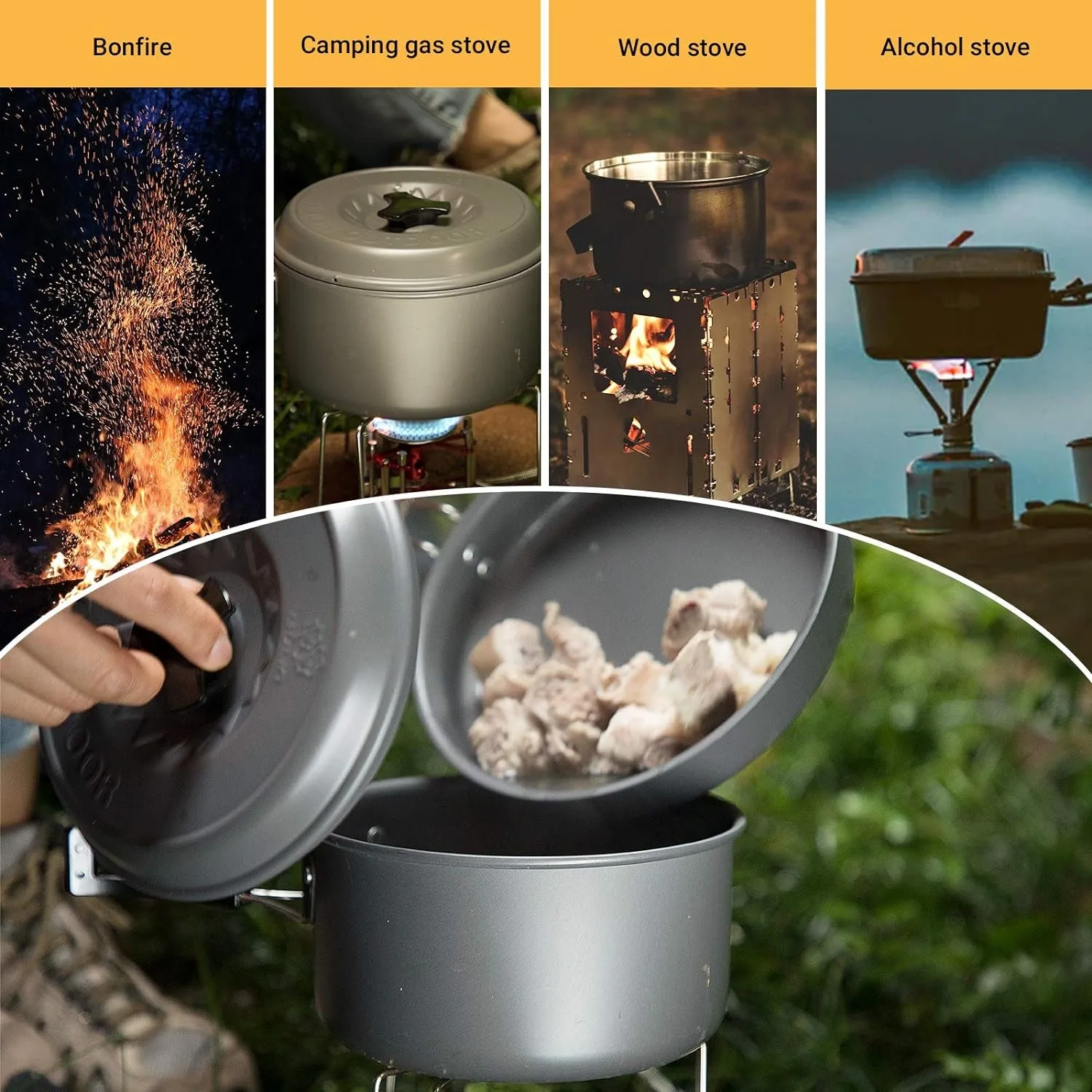 lightweight camping cookware set for 2-4 people