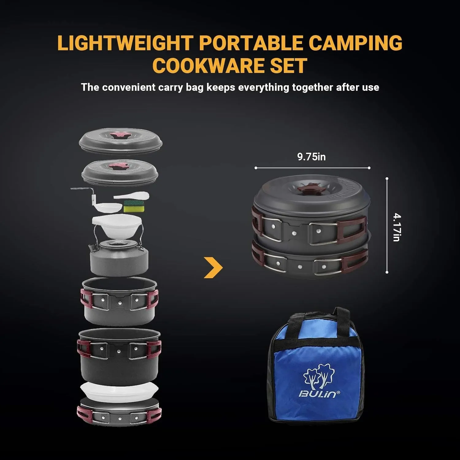 lightweight camping cookware set for 2-4 people