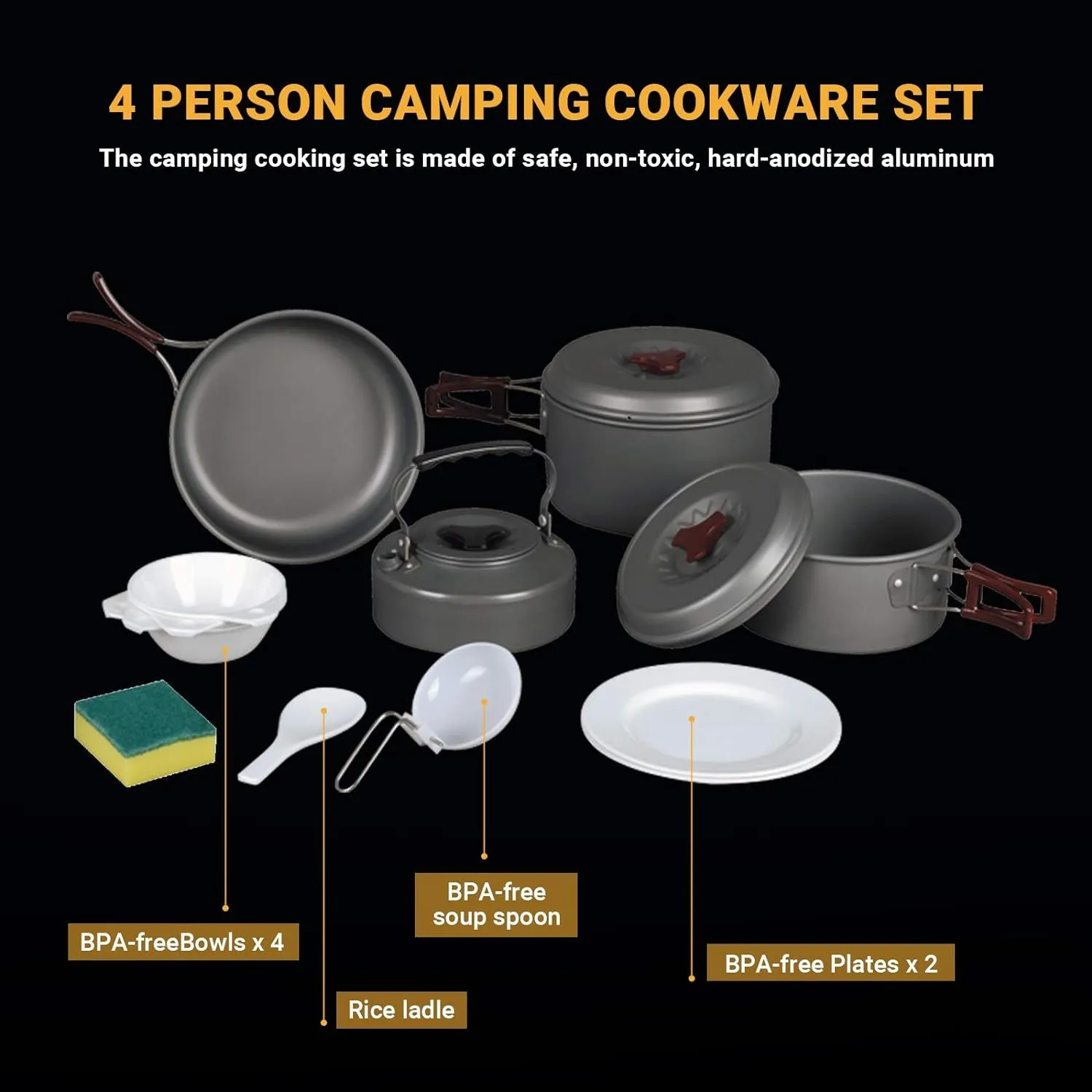 lightweight camping cookware set for 2-4 people