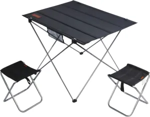 Lightweight Camping Folding Table Set, Small Durable Aluminum Frame and Seat for 3 People, Oxford Cloth Tabletop Aluminum for Outdoor Garden BBQ Beach Picnic (Small Table with 3 Chairs)