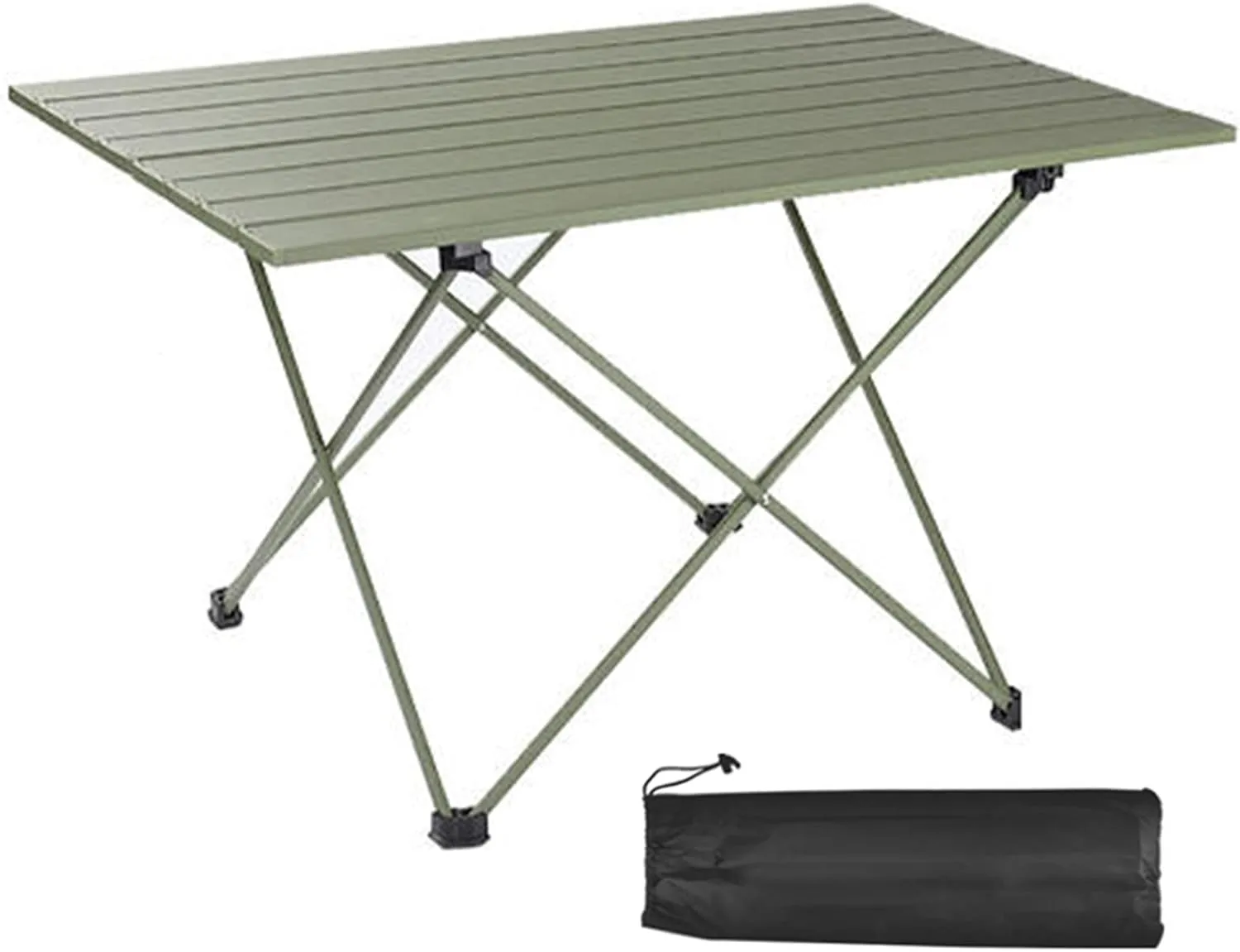 Lightweight Folding Camping Table,Roll Up Aluminum Table with Bag,Portable Outdoor Picnic Table,Small Ultralight Camp Table for Sand BBQ Party Hiking Travel,Color:Black